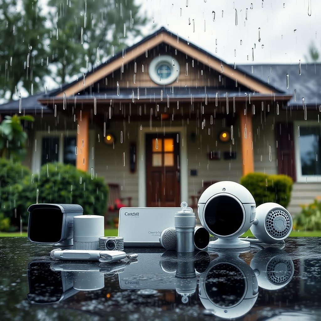 A modern smart home equipped with AI-powered security cameras, biometric smart locks, and motion sensors, showcasing the latest home security trends in 2025