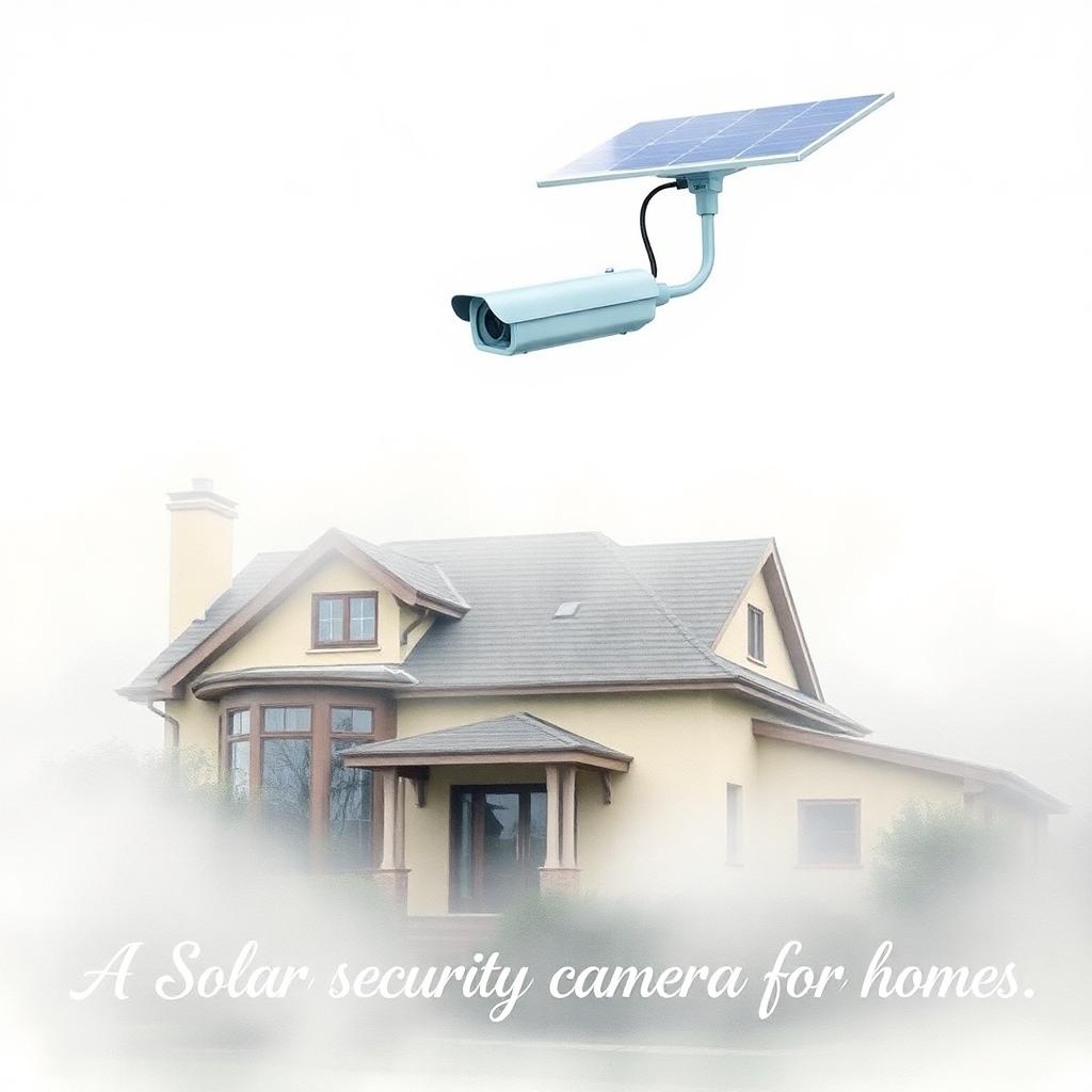 Solar security camera in front of a beautiful home