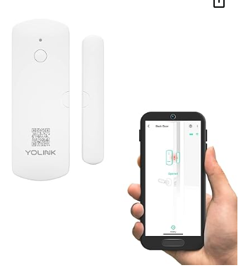 YoLink LoRa Smart Door Sensor installed on a door with mobile phone control