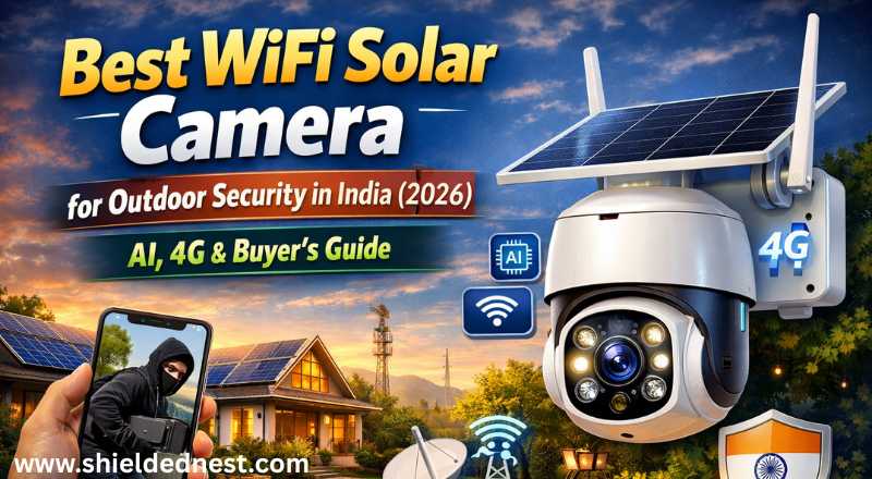 WiFi Solar Camera for outdoor home security in India with AI features, 4G connectivity, and solar panel setup