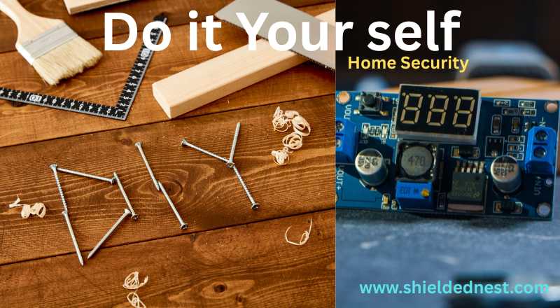 DIY home security system setup with tools and electronic PCB board on a table