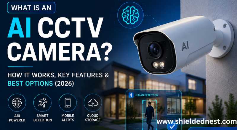 AI CCTV Camera monitoring a modern home with human detection, smart alerts, and AI-powered security features in 2026