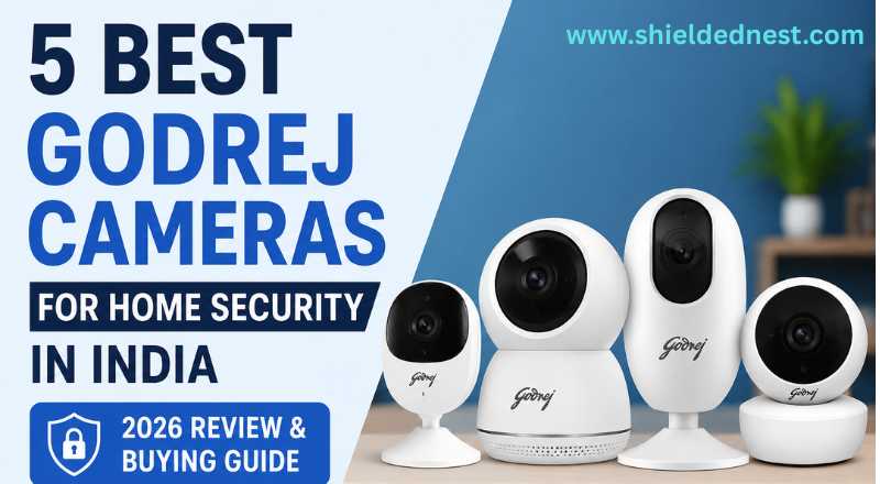 Comparison chart of the 5 Best Godrej Cameras for Home Security in India (2026), highlighting features, video quality, connectivity, storage options, and smart security capabilities.