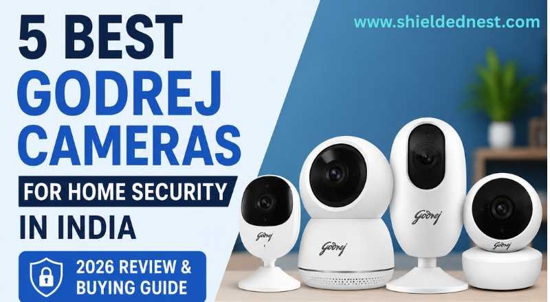 5 Best Godrej Cameras for Home Security in India (2026) featuring indoor and outdoor WiFi security cameras for smart home protection