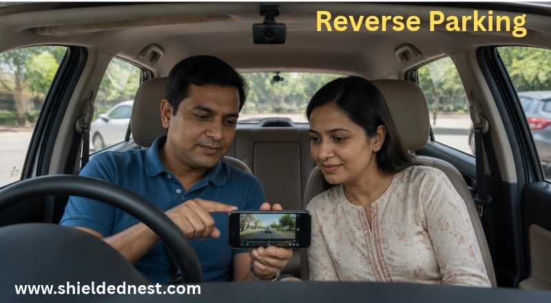 Indian family reviewing car dashcam footage after a journey